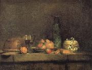 Jean Baptiste Simeon Chardin With olive jars and other glass pears still life oil painting artist